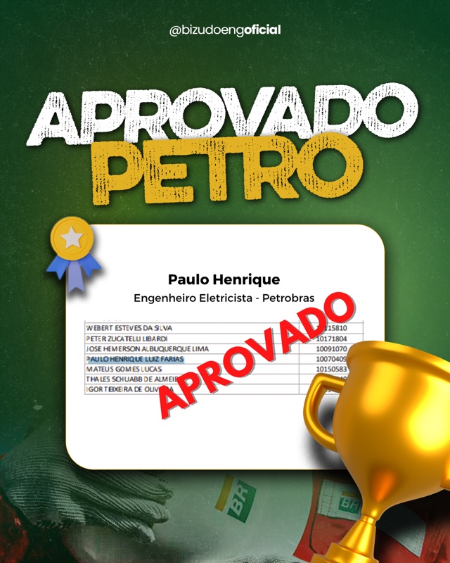 Paulo Henrique, aprovado na Petrobras.