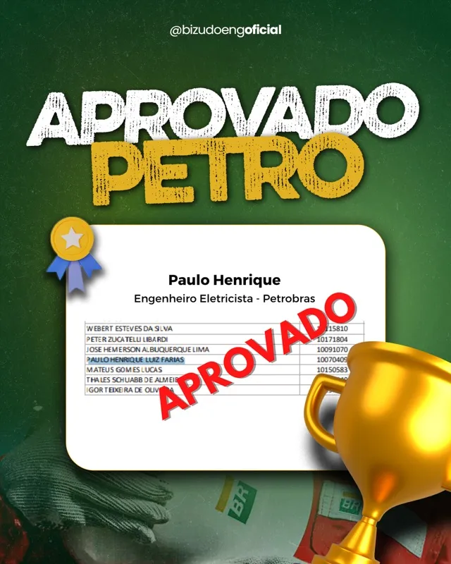 Paulo Henrique, aprovado na Petrobras.