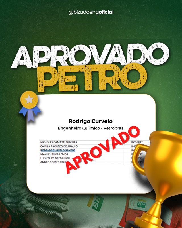 Rodrigo Curvelo, aprovado na Petrobras.