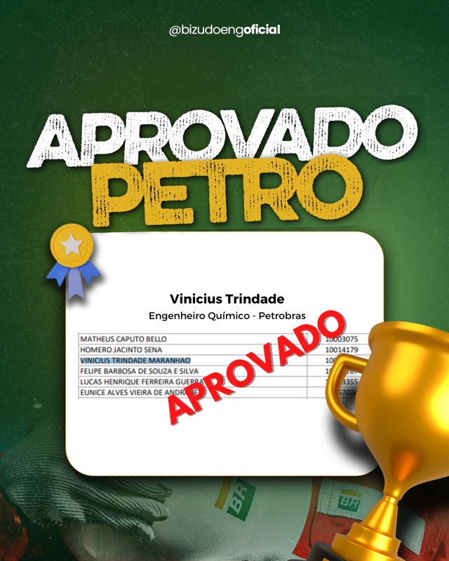Vinícius Trindade, aprovado na Petrobras.